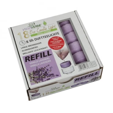 18 Wachsrohlinge, Duftteelichter Vanille-Lavendel für Refill System Hüllen, 6 h Brenndauer