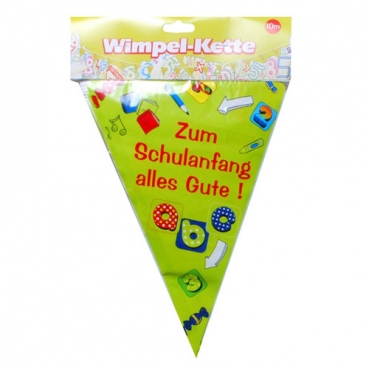 10 Meter Wimpelkette Einschulung -Zum Schulanfang alles Gute-