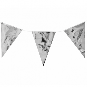 6 Meter XL Wimpelkette in Silber Metallic, 43 cm