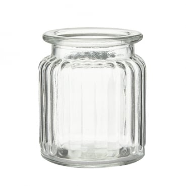 Glas Windlicht Jana, gestreift, klar, 90 mm