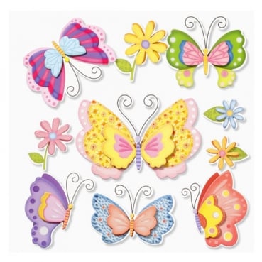 XXL 3D-Sticker Schmetterlinge, Blumen