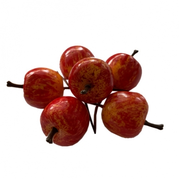 20 Mini Deko Äpfel am Draht, in Rot/Orange, 30 mm