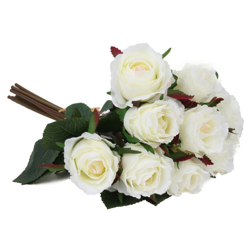 9er Bund Kunstblumen Rosen in Weiß.