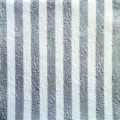 15er Pack Servietten Elegance Streifen Silber, 33 x 33 cm.