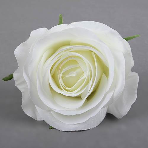 Kunstblume Rosenkopf in Weiß, 90 mm.