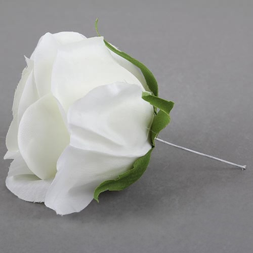Kunstblume Rosenkopf in Weiß, 90 mm.