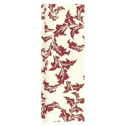 5 Meter Airlaid Papier Tischläufer Ornamentmotiv in Gold/Bordeaux, 40 cm breit.
