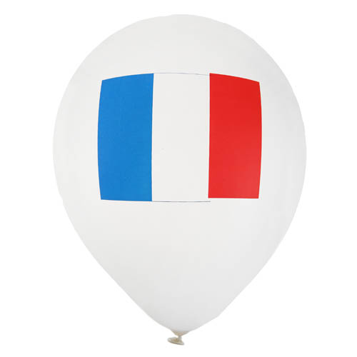 8 Luftballons Frankreich Flagge in Weiß
