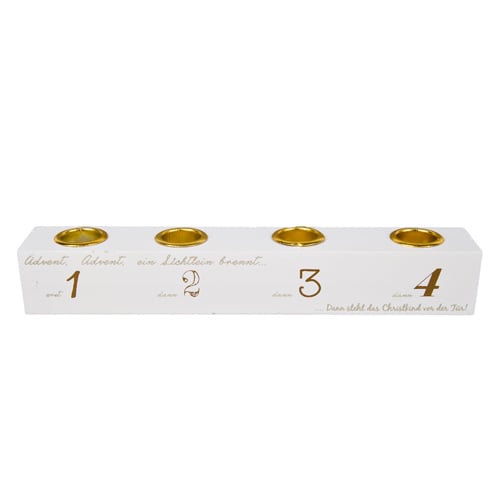 Adventskerzenhalter für 4 Stabkerzen in Creme/Gold.