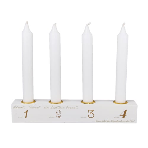 Adventskerzenhalter für 4 Stabkerzen in Creme/Gold.
