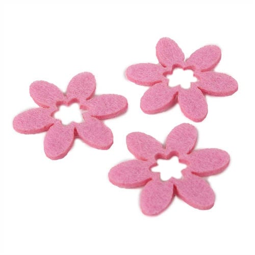 10 Filz Blümchen in Rosa, 40 mm