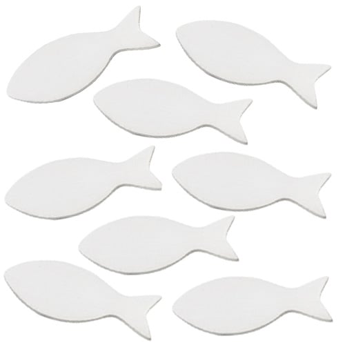 15 Holz Streuteile Fische in Weiß