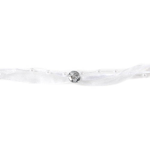5 Meter Trendy Band mit Perlen und Diamanten in Weiß