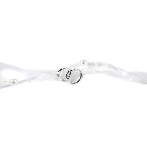 5 Meter Trendy Band mit Perlen und Doppelringe in Weiß/Silber