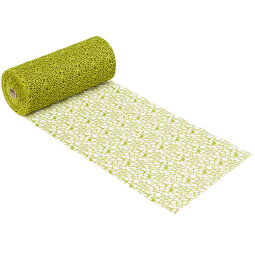 15 Meter Tischläufer, Dekostoff Netz Optik in Olive, 29 cm breit.