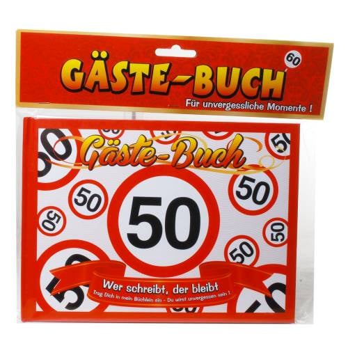 Gästebuch 50. Geburtstag, Verkehrsschild Tafeldeko.de