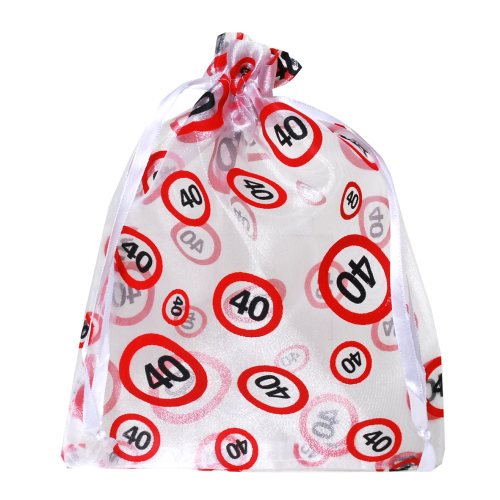 6 Organza Beutel, 40. Geburtstag Geschenkverpackung, 23 cm