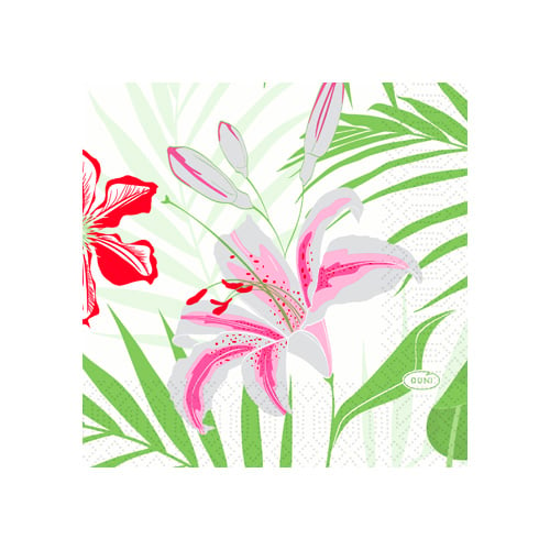 Duni Zelltuch Cocktail-Servietten Tropical Lily, 24 x 24 cm