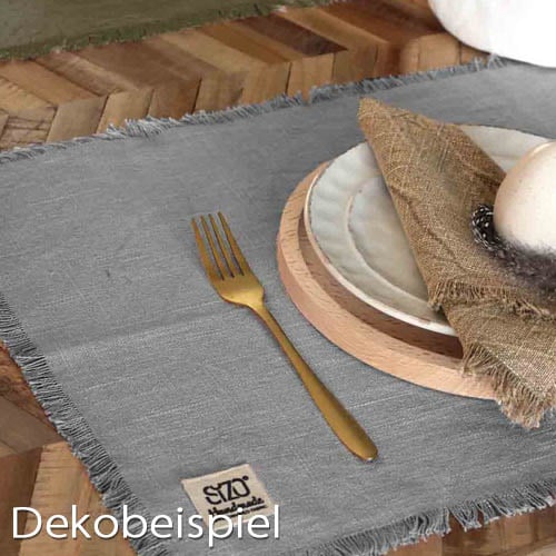 4 Baumwoll Tischsets, Sizo® Handmade, stonewashed, in Grau, 48 x 33 cm