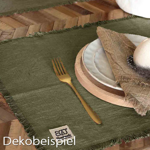 4 Baumwoll Tischsets, Sizo® Handmade, stonewashed, in Olivgrün, 48 x 33 cm