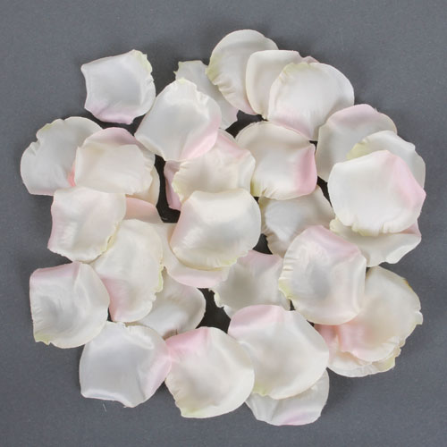 36 Textil Blütenblätter in Creme-Weiß/Rosa, 57 mm.