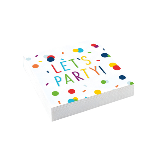 20er Pack Cocktail Servietten -Let's Party-, bunt, 25 x 25 cm.