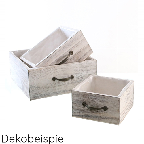 Holz Deko Schublade, Pflanzschublade, Shabby Chic, Größe S, M und L in Weiß/Braun.