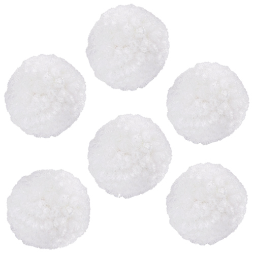 6 Kleine Pompons in Weiß, 30 mm, als Streudeko oder zum Basteln.