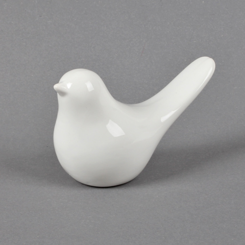 Keramik Vogel in Weiß, 11,5 cm.