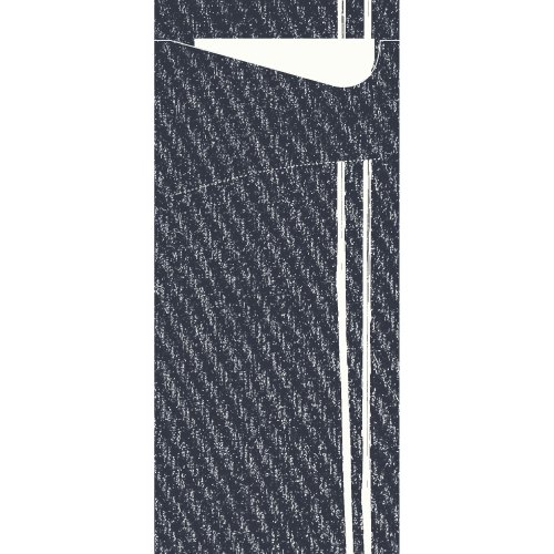 Duni Bestecktasche Sacchetto Plate It Black mit Serviette in Weiß, 8,5 x 19 cm.