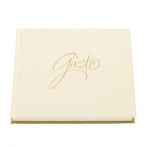 Gästebuch, Fotoalbum in Creme mit Schriftzug Gäste in Gold, 21 x 21 cm