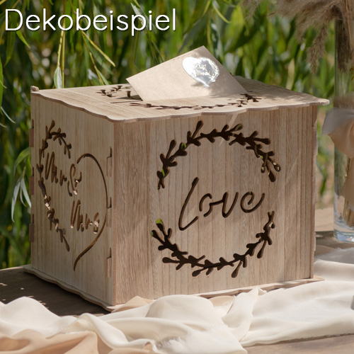 Holz Geldgeschenke Box, Hochzeit -Love, Mr & Mrs-, 30 cm.