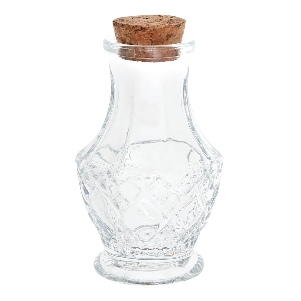 Mini Glas Bonboniere Vintage mit Korkverschluss, 85 mm.