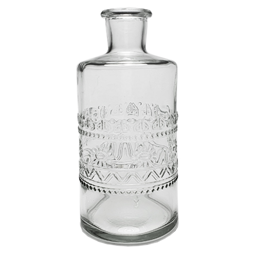 Glas Flaschen Vase, klar, 15 cm, Muster 3.