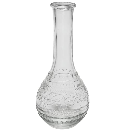 Glas Flaschen Vase, Vintage, klar, 17 cm, Muster 3.