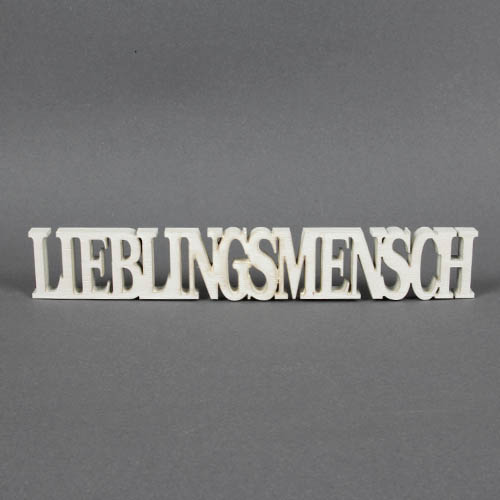 Holz Schriftzug Lieblingsmensch in Weiß, 21 cm.