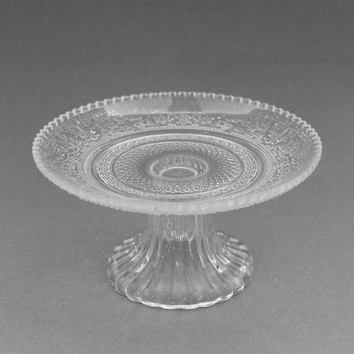 Glas Kerzenteller Vintage mit Struktur auf Standfuß, 15 cm.