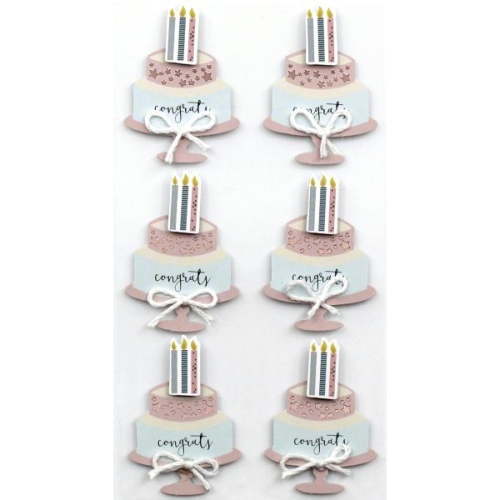 Klebe Sticker 3D Torte -Congrats- in Pastell.