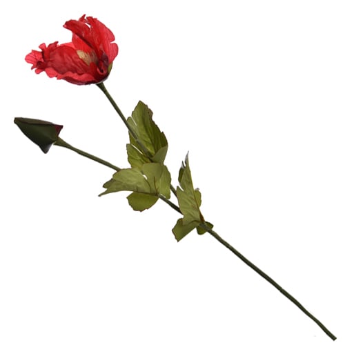 Kunstblume Mohn in Rot mit 2 Blüten, 45 cm.