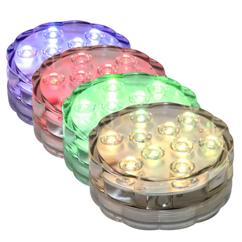4 LED Unterwasser Lichter mit Farbwechsel inkl. Fernbedienungen.