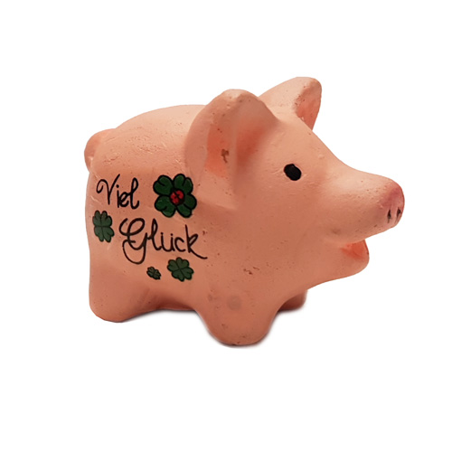 Mini Glücksschweinchen mit Schriftzug -Viel Glück-, 40 mm.