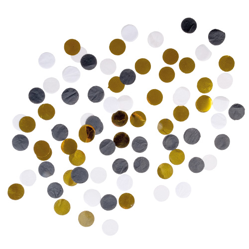 Konfetti Punkte Edel in Gold/Weiß/Schwarz, 20 mm.