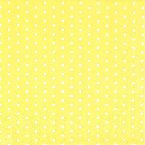 20er Pack Servietten mit weißen Punkte in Gelb, 33 x 33 cm.