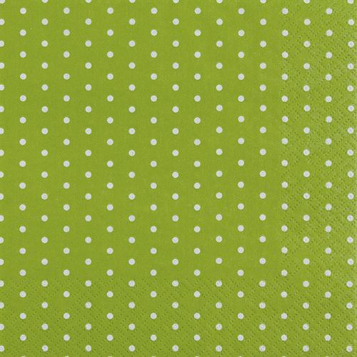 Servietten in Hellgrün mit weißen, kleinen Punkten, 33 x 33 cm.