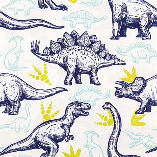 20er Pack Servietten Dinosaurier, 33 x 33 cm.