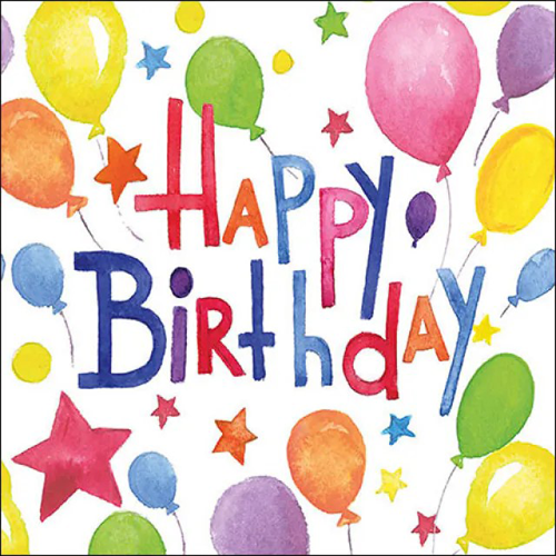 20er Pack Servietten Bunter Geburtstag, Happy Birthday, 33 x 33 cm.