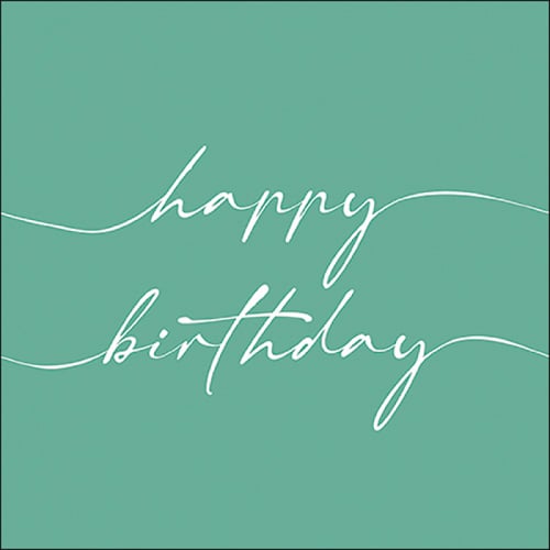20er Pack Servietten Geburtstag -Happy Birthday- in Mintgrün, 33 x 33 cm.