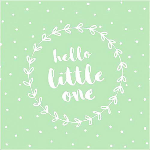 20er Pack Servietten Taufe, Baby Party -Hello little one- in Mintgrün, 33 x 33 cm