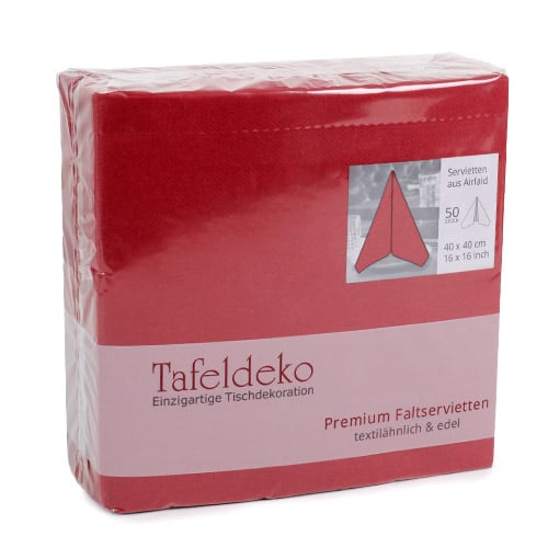 50er Pack Tafeldeko Premium Faltservietten in Bordeaux, 40 x 40 cm.