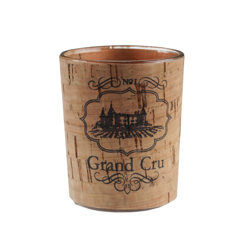 Teelichtglas Wein -Grand Cru- in Kork-Optik, 62 mm.